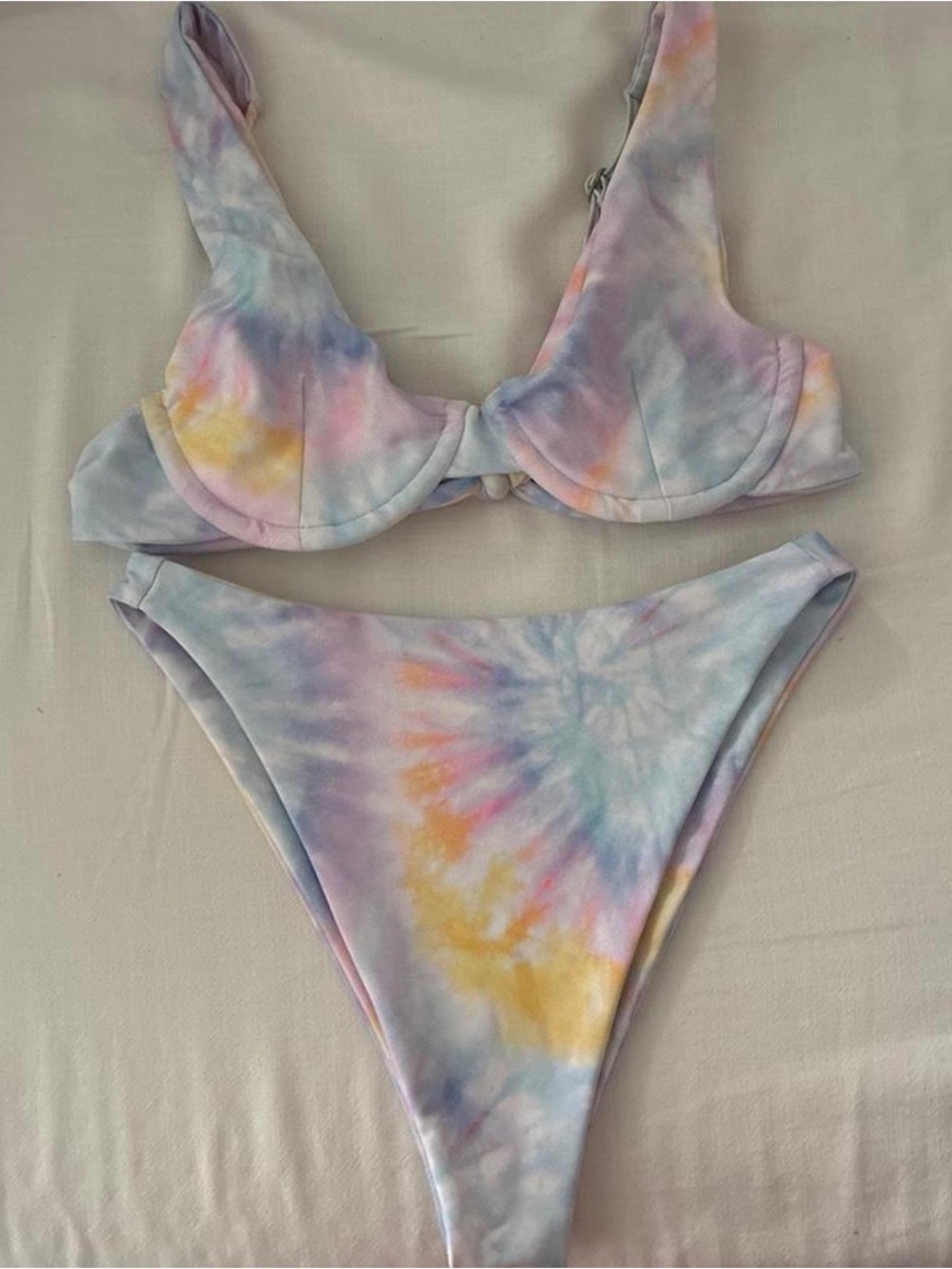 Skatie Pastel Tie-Dye Underwire Bikini - Lavender, Pink & Yellow